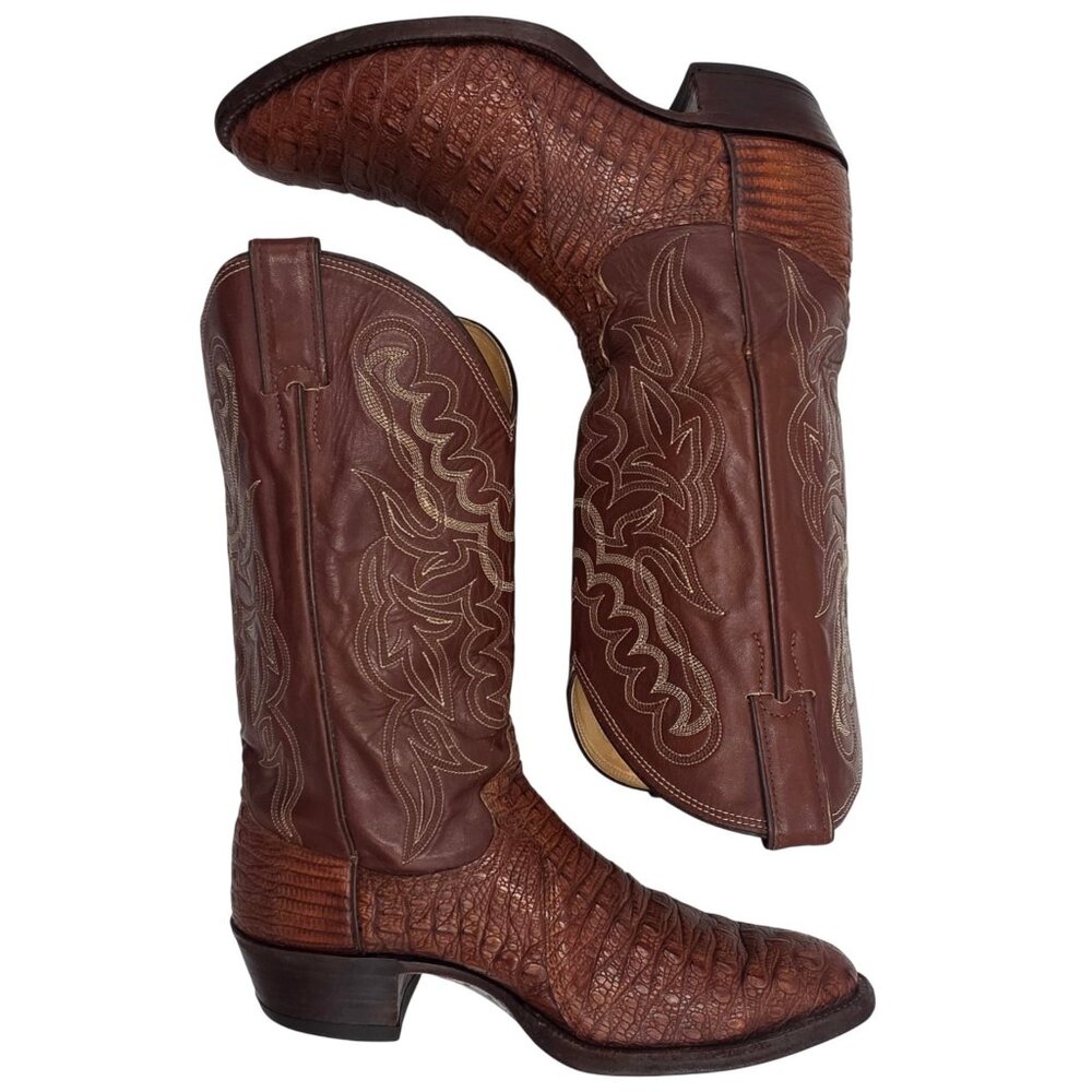 Vintage Justin Boots Rare Exotic Hornback Alligator 10D Cowboy Western Boots CBC - Picture 7 of 14